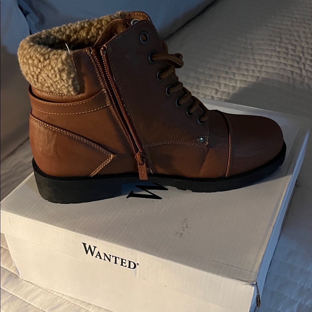 Wanted Brown Ankle Boots with Buckle Detail - Picture 2 of 2